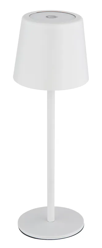 Vancouver 28cm Hvid bærbar Fra Globo Lighting - Den er lavet af mat hvidt metal med en opal plastsk&aelig;rm og giver et stilfuldt og sofistikeret indtryk.