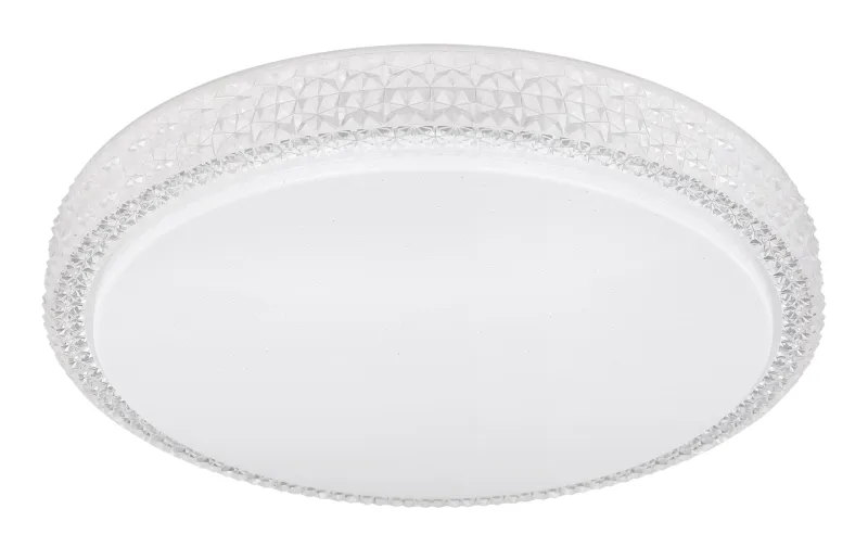 Ovi Ø40 Hvid plafond Fra Globo Lighting - Kombinationen av vit metall, glittrande dekordetaljer och klara plastkristaller g&ouml;r den till en riktig blickf&aring;ngare.