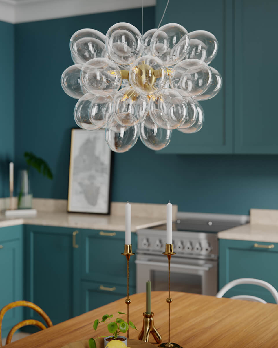 Gross Ø50 Gennemsigtig loftslampe Fra By Rydéns - Fork&aelig;l dig selv med h&oslash;jden af luksus og stil med Gross loftlampen &Oslash;50cm, en flydende sky af 37 gennemsigtige, h&aring;ndbl&aelig;ste glaskupler, der ligner atomer og afgiver en vidunderlig shimmer.