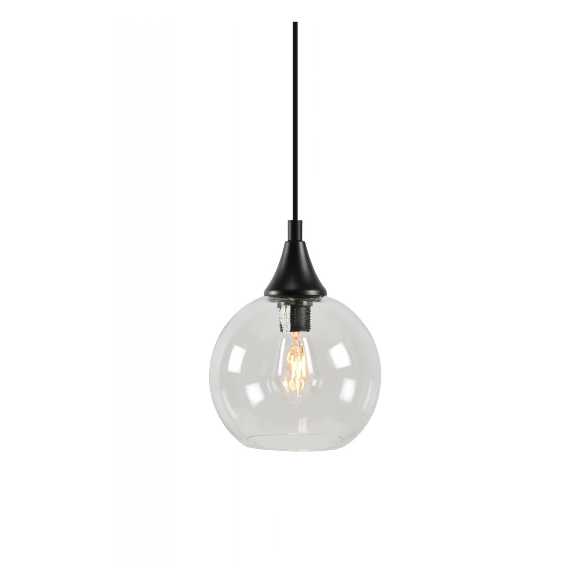Bowl Ø15 Gennemsigtig vindueslampe Fra Globen Lighting - Leveres med en 350 cm sort tekstilledning med afbryder og stik.