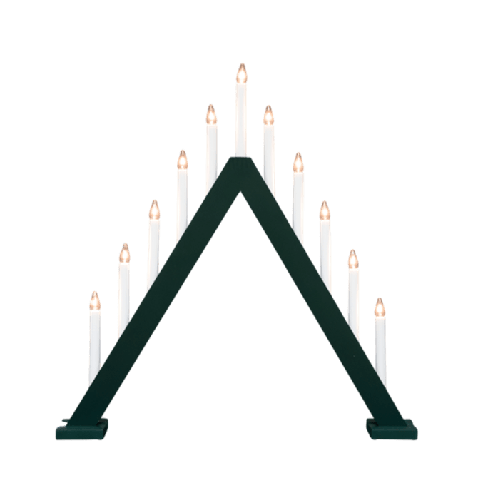 Nova 11 Mørkegrøn Fra Pixie Design - Nova er en klassisk tr&aelig;lysestage med elleve lys og en smuk m&oslash;rkegr&oslash;n farve, der minder om traditionelle julefejringer.