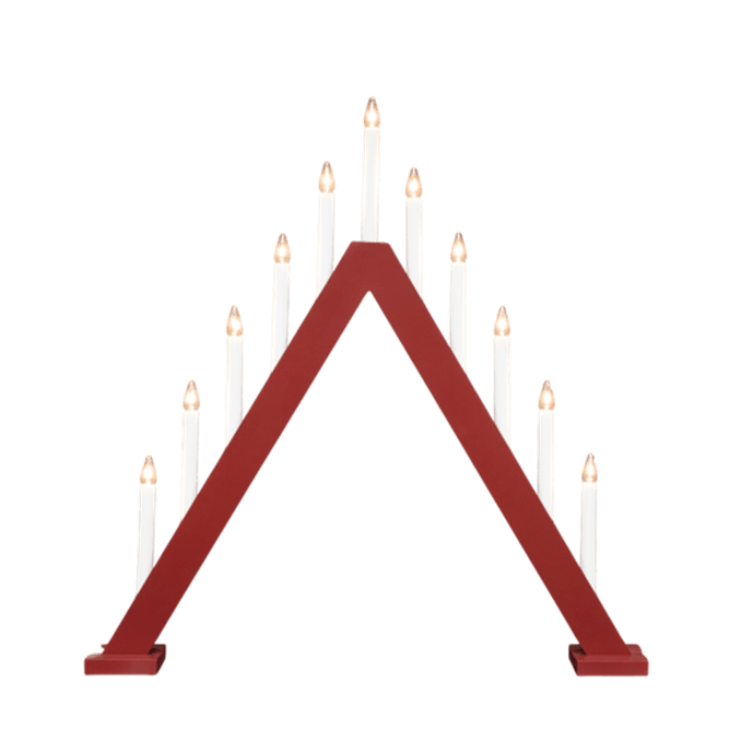 Nova 11 RØD Fra Pixie Design - Nova er en klassisk tr&aelig;lysestage med elleve lys og en smuk r&oslash;d farve, der minder om traditionelle julefejringer.