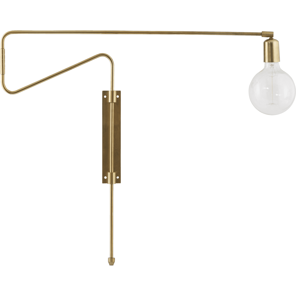 Swing 70cm Messing væglampe Fra House Doctor - Asymmetriske og skr&aring; linjer, der giver lampen et dekorativt og sp&aelig;ndende udtryk, giver ogs&aring; lampen dens lette design.