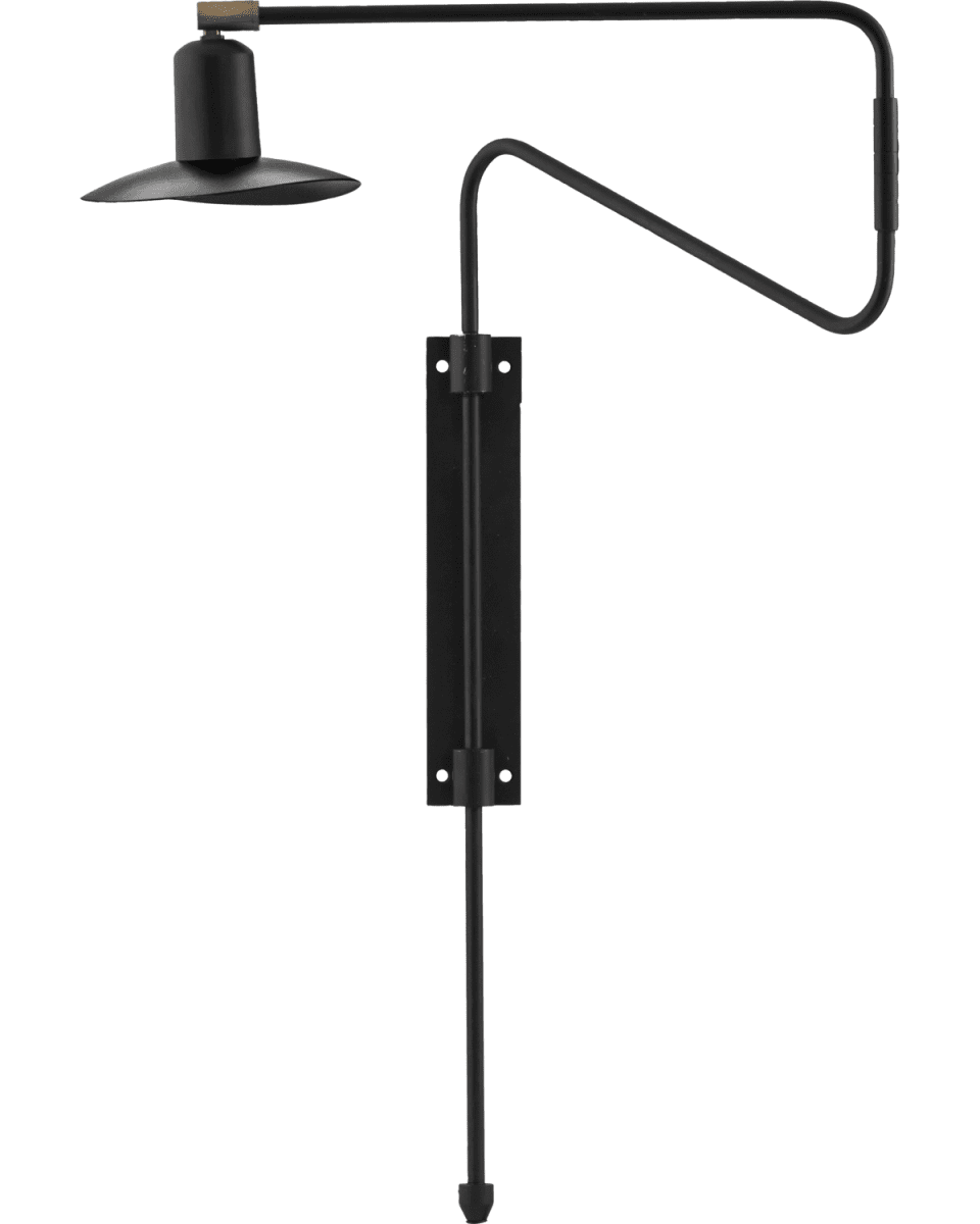 Swing 35cm Sort væglampe Fra House Doctor - Det dejlige drejelige design i en elegant sort finish suppleres af en charmerende lille lampesk&aelig;rm, der skaber en hyggelig atmosf&aelig;re og giver en f&oslash;lelse af sofistikering.