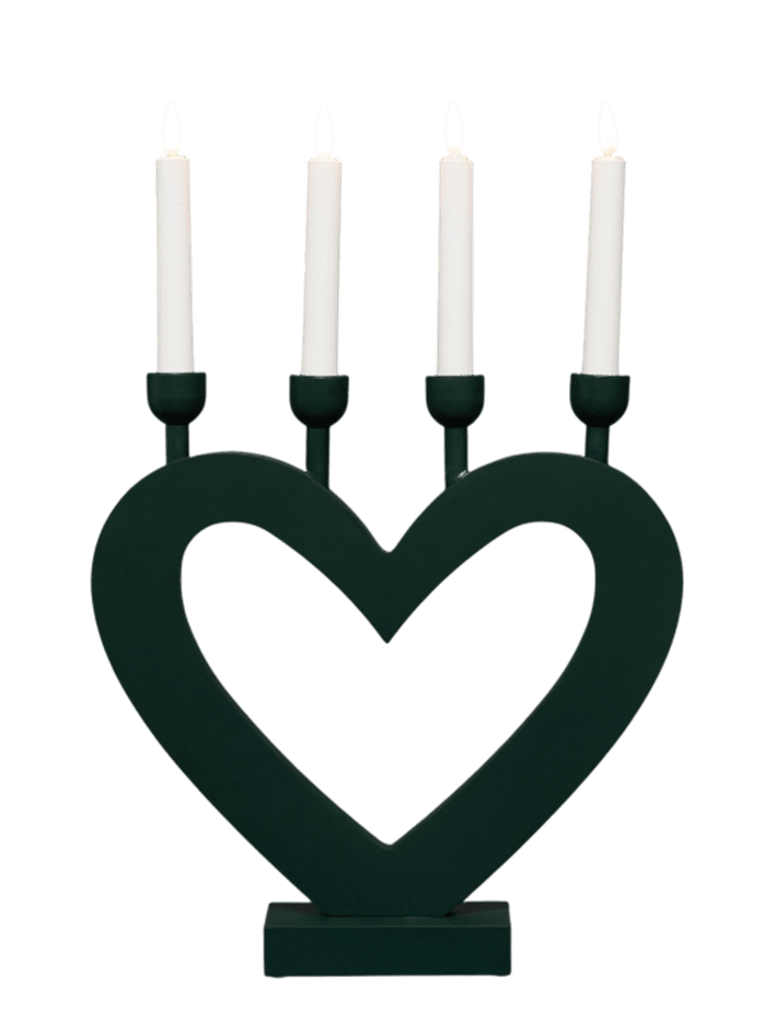 Hjerte Mørkegrøn Fra Pixie Design - Hjerteformen skaber en charmerende silhuet og g&oslash;r lysestagen til en flot dekoration i for eksempel vinduet, p&aring; et skrivebord eller et sidebord.