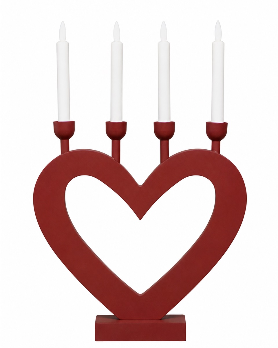 Hjerte RØD Fra Pixie Design - Hjerteformen skaber en charmerende silhuet og g&oslash;r lysestagen til en flot dekoration i for eksempel vinduet, p&aring; et skrivebord eller et sidebord.