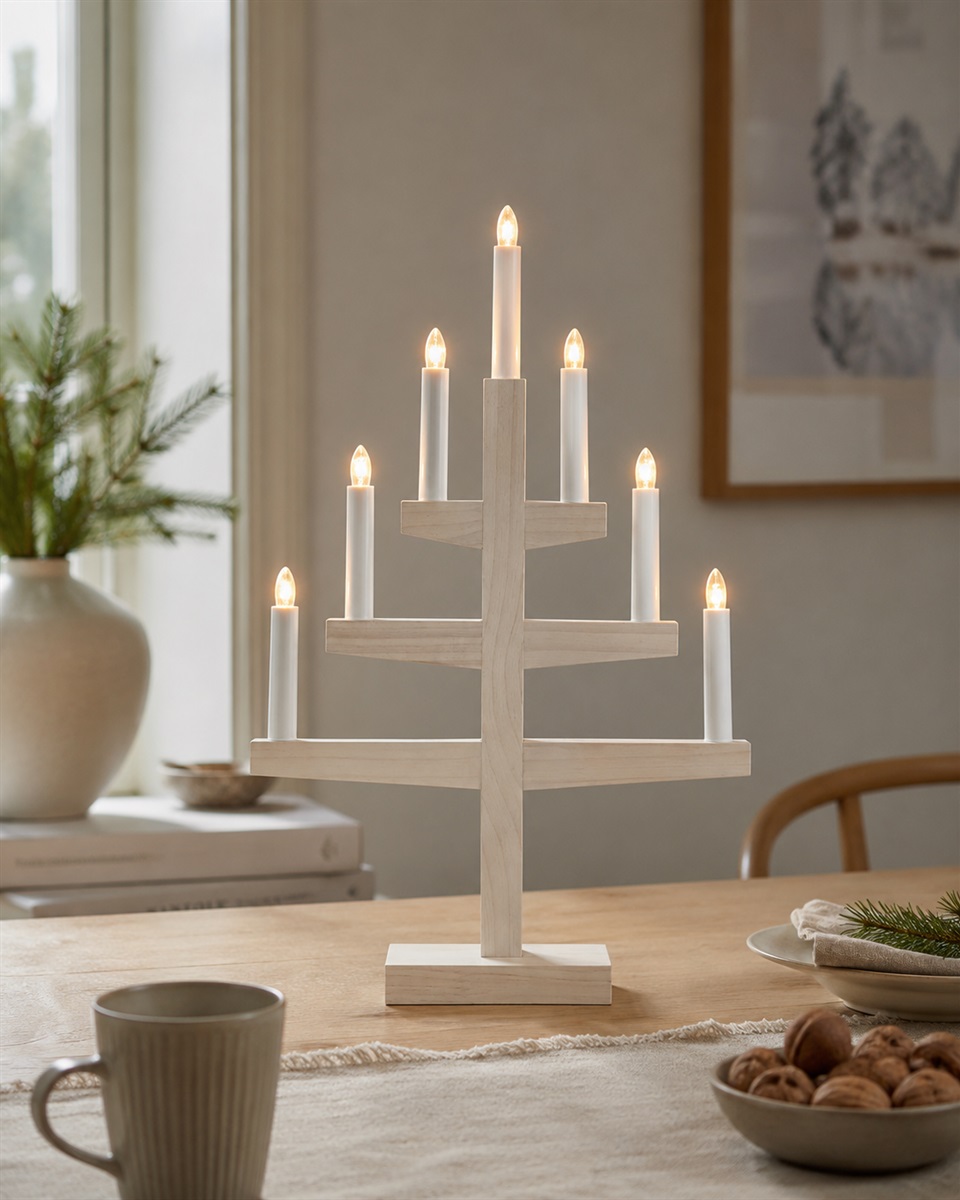 Trapp Hvid plet Fra Star Trading - Placer den i vinduet eller p&aring; et skrivebord, og lad den varme gl&oslash;d bidrage til en stemningsfuld stemning i advent og jul.
