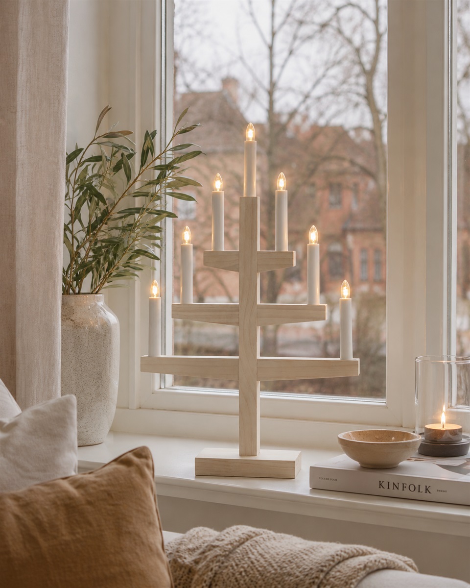 Trapp Hvid plet Fra Star Trading - Placer den i vinduet eller p&aring; et skrivebord, og lad den varme gl&oslash;d bidrage til en stemningsfuld stemning i advent og jul.