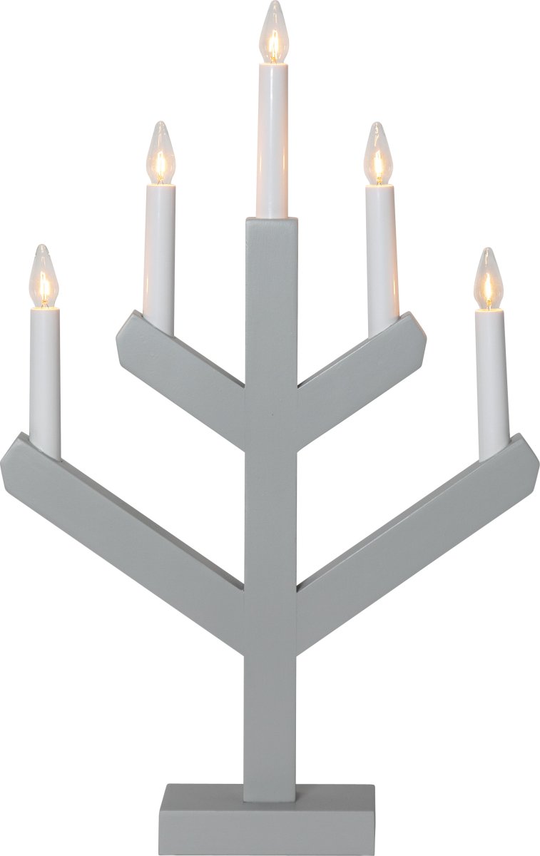 Vinga Grå Fra Star Trading - Den perfekte lysestage til jul, adventsstagen &auml;er lavet af tr&aelig;&auml; og m&aring;lt i gr&aring;t.