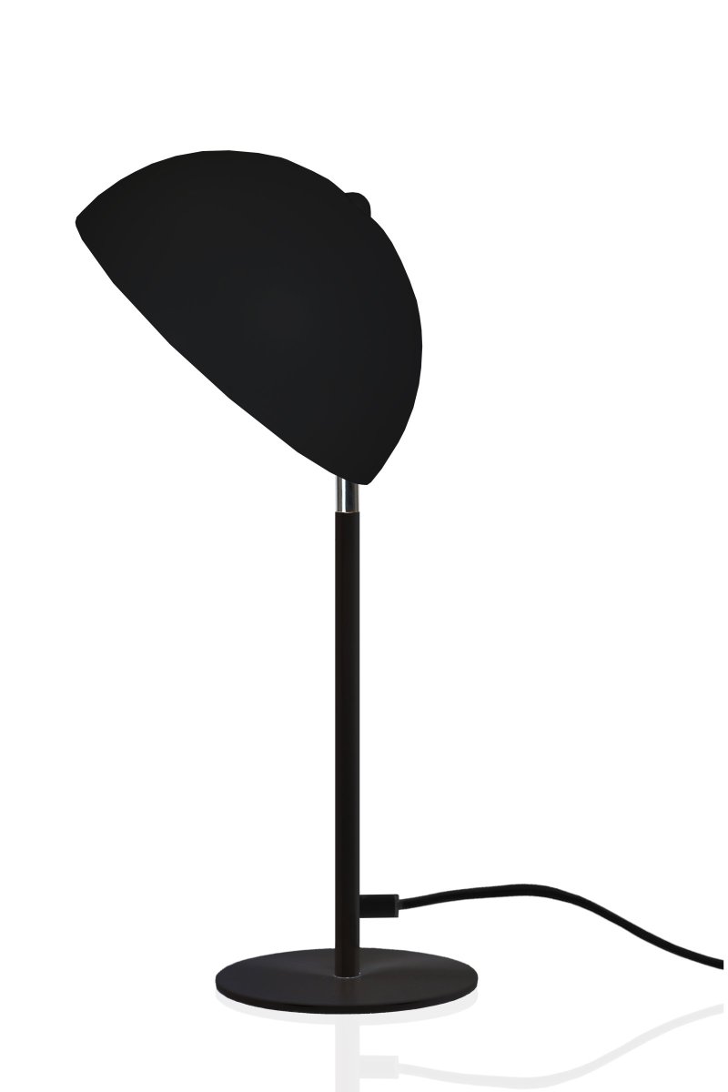 Icon 36cm Sort bordlampe Fra Globen Lighting - Bordlampe i matsort lakeret metalskærm og fod med kromdetaljer.