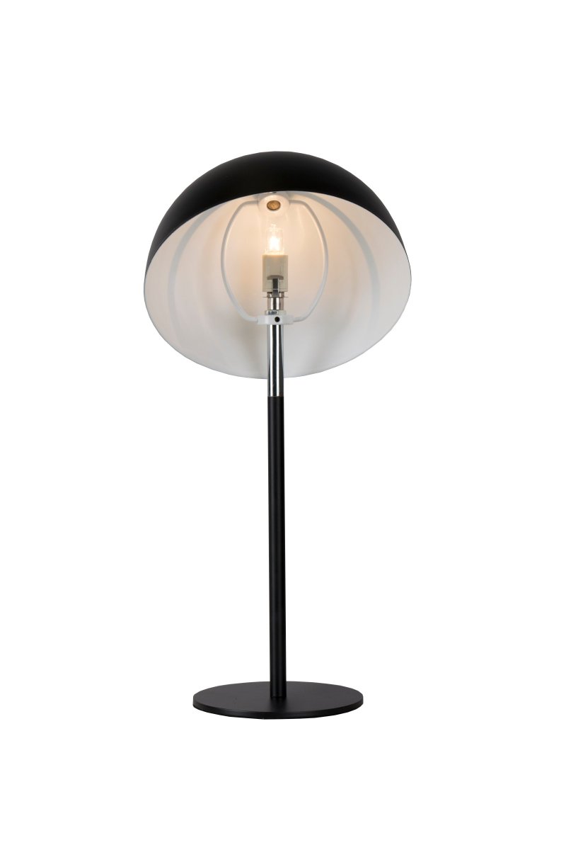 Icon 36cm Sort bordlampe Fra Globen Lighting - Bordlampe i matsort lakeret metalskærm og fod med kromdetaljer.