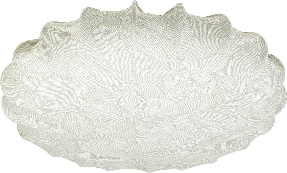 Onyx Ø56 Taupe plafond Fra PR Home - Onyx er en moderne loftslampe beklædt med et smukt mønstret bomuldsstof i en taupe/beige skærm.