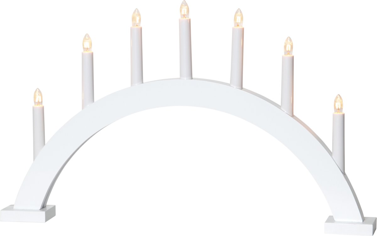 Trapp Hvid Fra Star Trading - Hvid bueformet tr&aelig;stage, 7 lys.