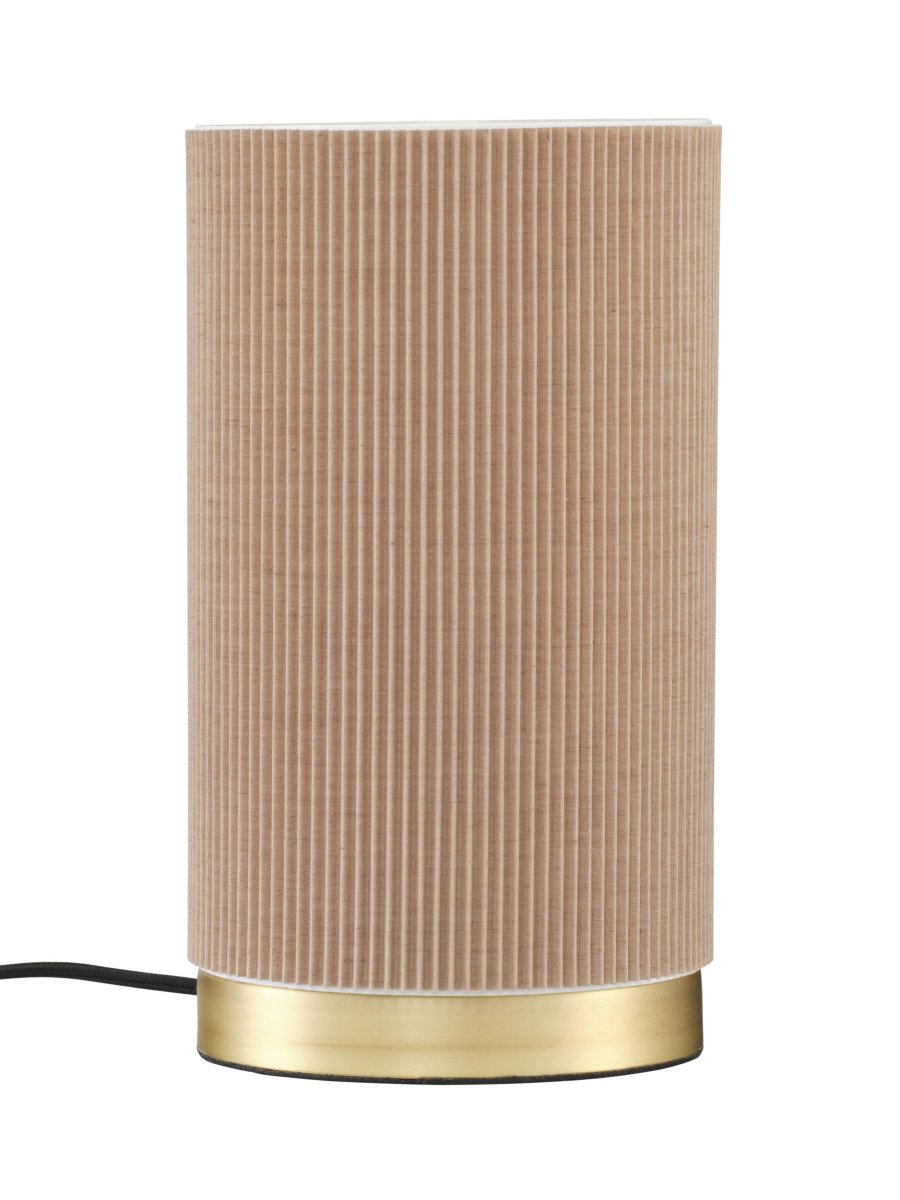 Dora 25cm Beige bordlampe Fra PR Home - Stil bordlampe med fast lampesk&aelig;rm af plisseret materiale af polyester og bomuld.