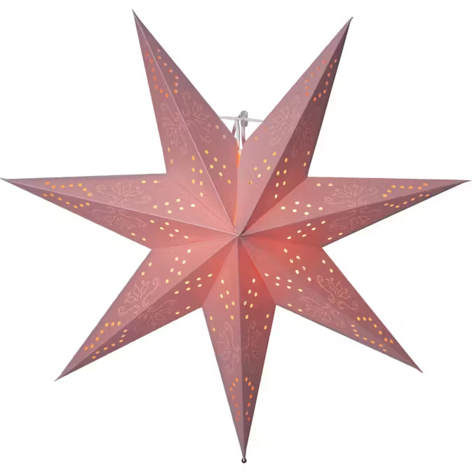 Romantic Ø55 Lyserød Fra Star Trading - Pink papirstjerner med fine dekorative mønstre til indendørs brug.
