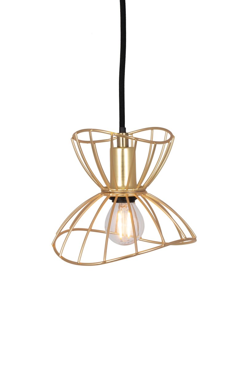 Ray Ø16 Børstet messing loftslampe Fra Globen Lighting - Ray loftslampe med sin b&oslash;lgende metalsk&aelig;rm i mat sort er en lille og p&aelig;n lampe, der er lige s&aring; smuk i sin enkelthed alene i et vindue, is&aelig;r; som at lave en klynge med flere stykker i f.