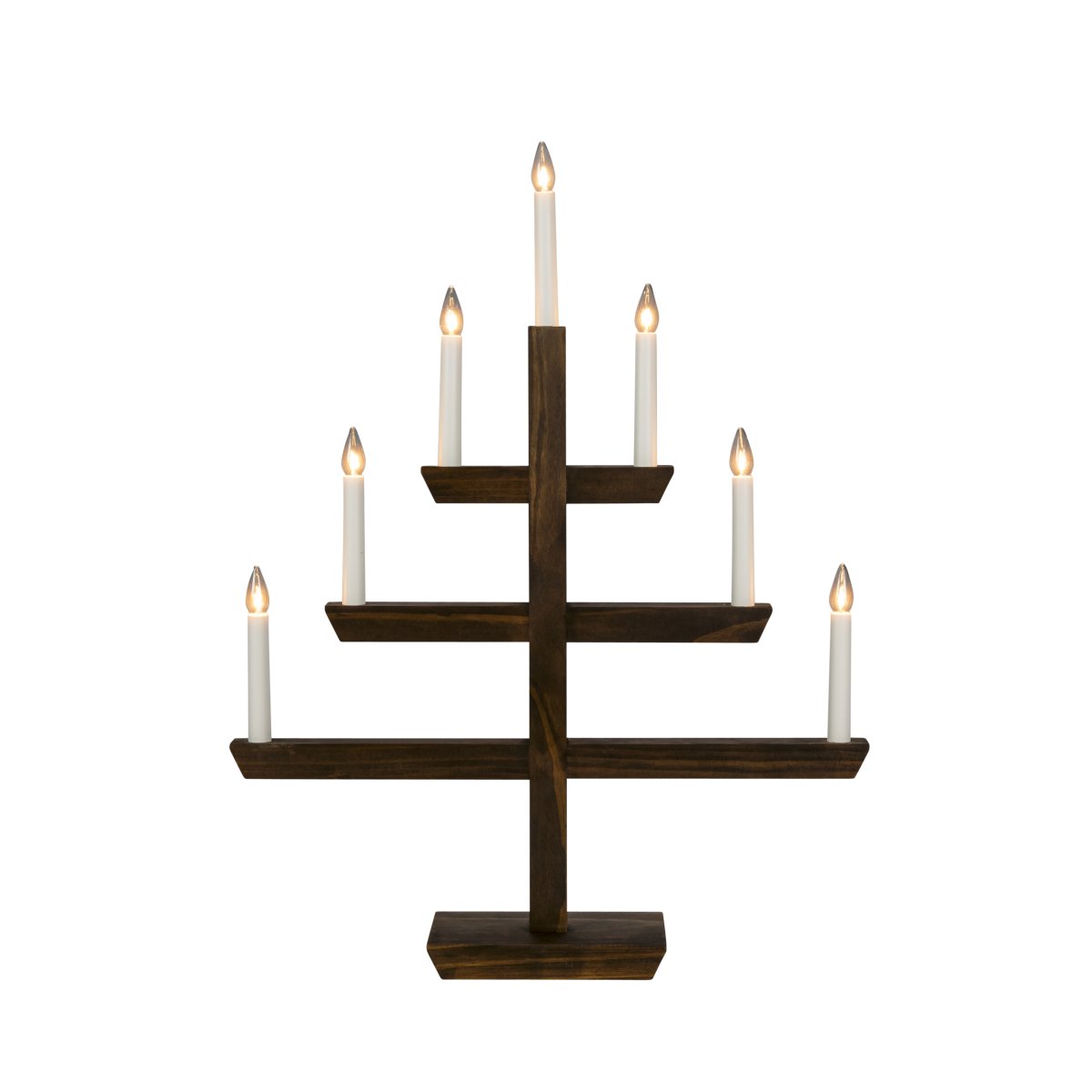 Wooden Candelabra 7 Lights Brun plet Fra Konstsmide - Moderne lysestage i brunbejdset tr&aelig;&auml; med et stilrent design og syv smukt skinnende lys.
