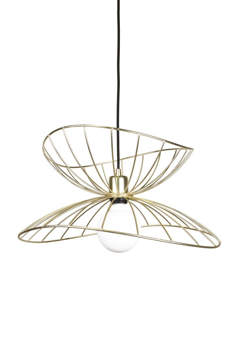 Ray Ø45 Børstet messing loftslampe Fra Globen Lighting - De to skærme kan arrangeres på forskellige måder - enten placeret oven på hinanden eller monteret inden i hinanden for at skabe en lavere pendel.