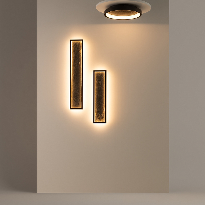 Orign Ø40 Sort plafond Fra Maytoni - Orign er en loftslampe i metal med en elegant stenimitation i midten, der giver et naturligt og eksklusivt indtryk.