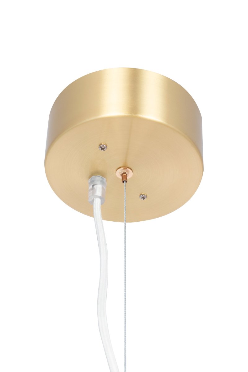 Astrid Ø50 Børstet messing loftslampe Fra Globen Lighting - Astrid er et klassisk vedh&aelig;ng med mat hvidt glas og b&oslash;rstet messingfarvet metal.