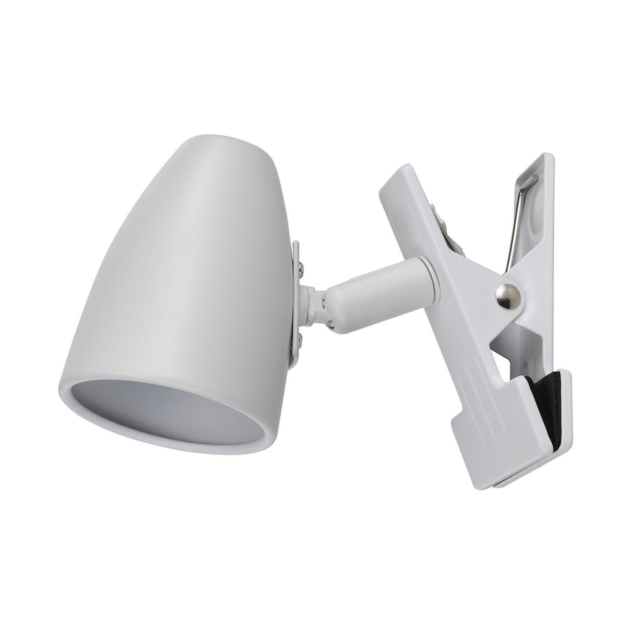 Moa Hvid klemmelampe Fra Oriva - Denne lille klemmelampe i hvid metal tilbyder en praktisk og fleksibel belysningsl&oslash;sning til ethvert rum.