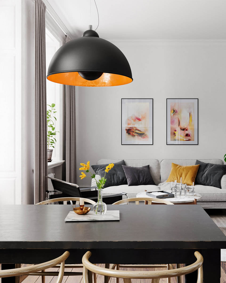 Captain Ø53 Sort/guld loftslampe Fra By Rydéns - Passer s&aelig;rligt godt i et k&oslash;kken eller en stue.