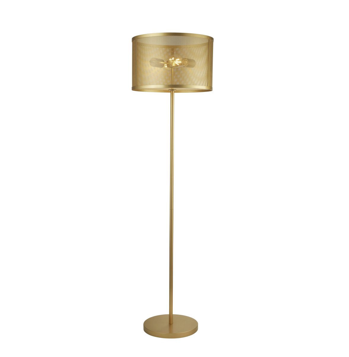 Fishnet Guld gulvlampe Fra Searchlight - Med sin slanke form og metalliske overflade bliver lampen b&aring;de en funktionel lyskilde og en smuk indretningsdetalje, der l&oslash;fter dit hjem med et strejf af glamour.