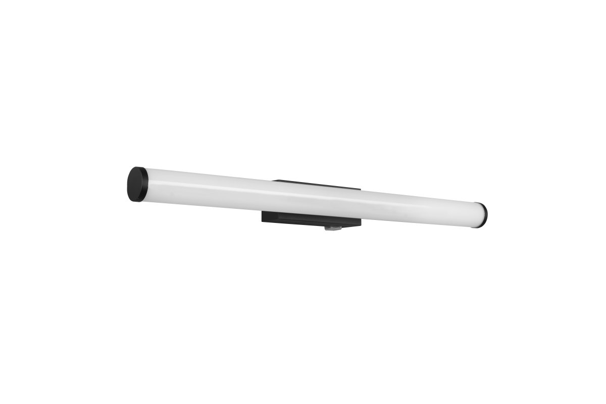 Mattimo 60cm Sort badeværelseslampe Fra Trio Lighting - Den kombinerer matsort metal og hvid plast for et harmonisk look og kan styres med en vægkontakt eller den integrerede kontakt.