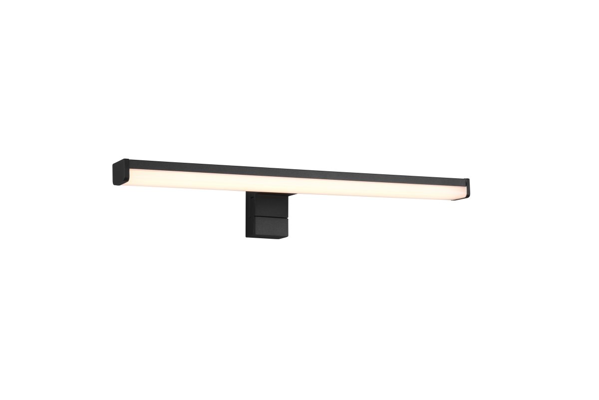 Lino 40cm Sort badeværelseslampe Fra Trio Lighting - Den har IP44-beskyttelse, hvilket gør den perfekt til badeværelser, og det slanke design med mat sort finish passer ind i mange indretninger.