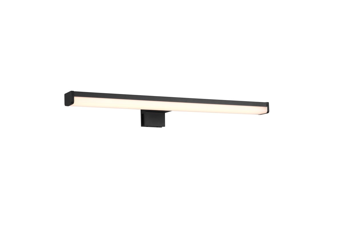 Lino 40cm Sort badeværelseslampe Fra Trio Lighting - Den har IP44-beskyttelse, hvilket gør den perfekt til badeværelser, og det slanke design med mat sort finish passer ind i mange indretninger.