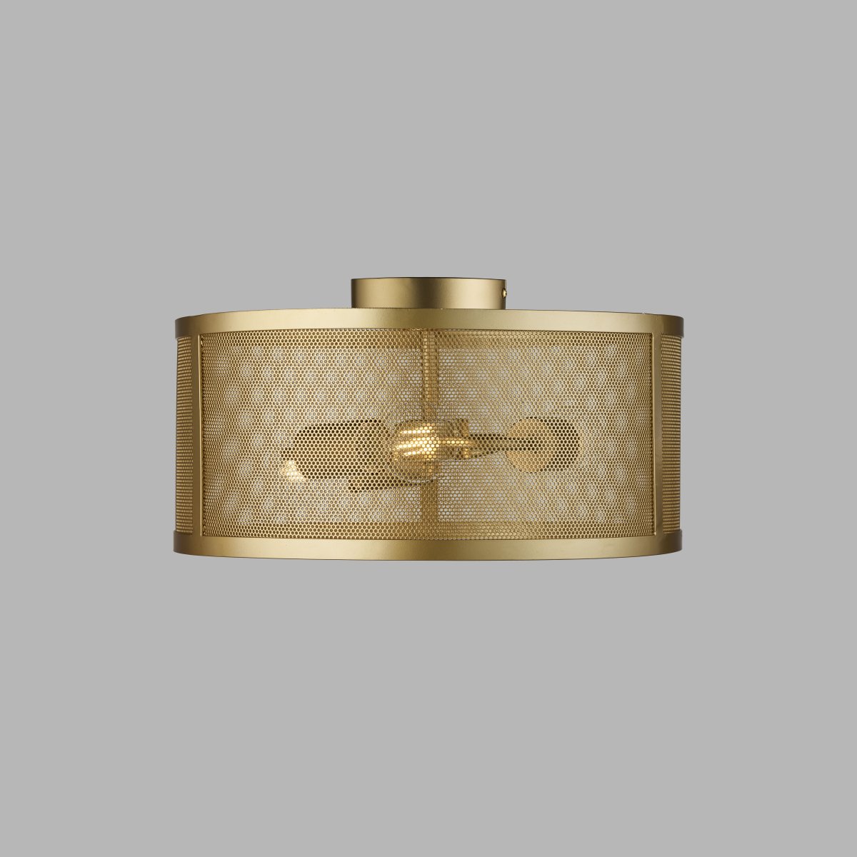 Fishnet Ø45 Mat guld plafond Fra Searchlight - Denne fantastiske guldfiskenet loftlampe omslutter tre lyskilder i et smukt og dekorativt netbur.