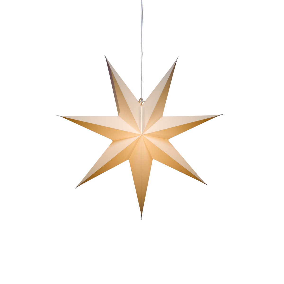 Papirstjerne Ø60 Hvid Fra Konstsmide - Perfekt til at h&aelig;nge i vinduet eller op ad en smuk v&aelig;g &ndash; en tidl&oslash;s dekoration, der forgylder ethvert rum med enkel elegance.