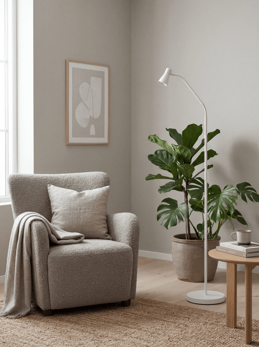 Boden Hvid gulvlampe Fra Aneta Lighting - Lampen er lavet af hvidt metal og har et p&aelig;nt udtryk, der g&oslash;r den nem at placere i forskellige milj&oslash;er.