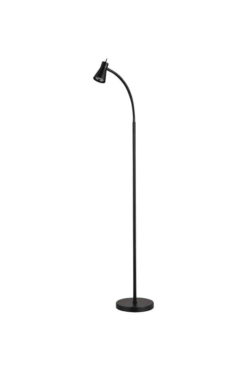 Zoom billede af Boden Sort gulvlampe Fra Aneta Lighting - Lampen er lavet af sort metal og har et elegant udtryk, der g&oslash;r den nem at placere i forskellige milj&oslash;er.
