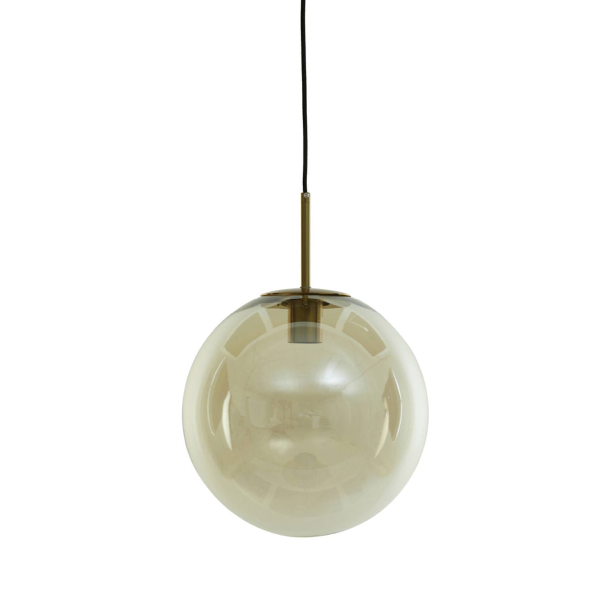 Medina Ø40 Rav loftslampe Fra Light & Living - Medina er en sofistikeret og stilfuld pendellampe med en rund skærm i ravfarvet glas og detaljer i bronzefinish.