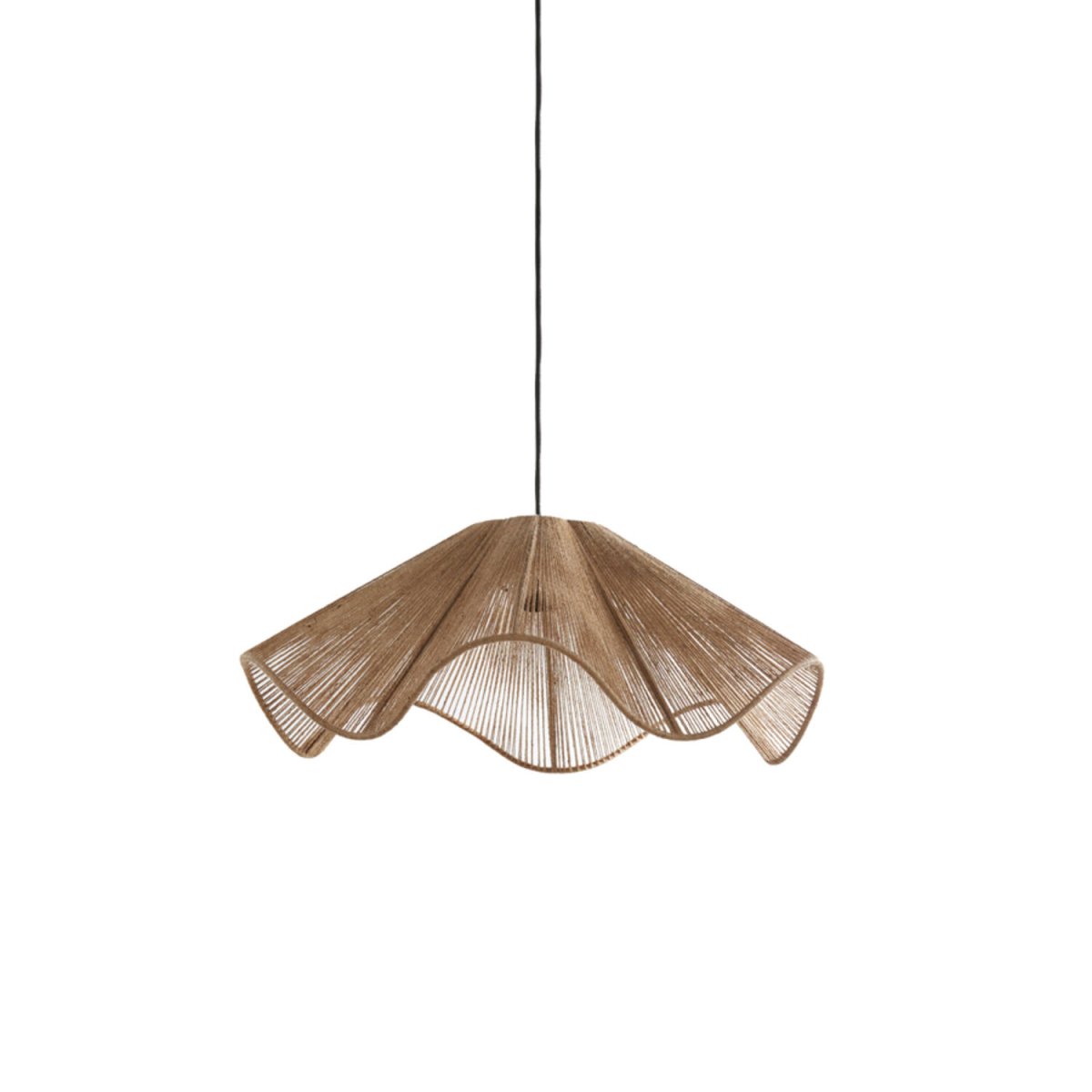 Fodara Ø60 Natur loftslampe Fra Light & Living - Skærmen er viklet ind i snoet jutetråd, hvilket skaber et let og luftigt udseende.
