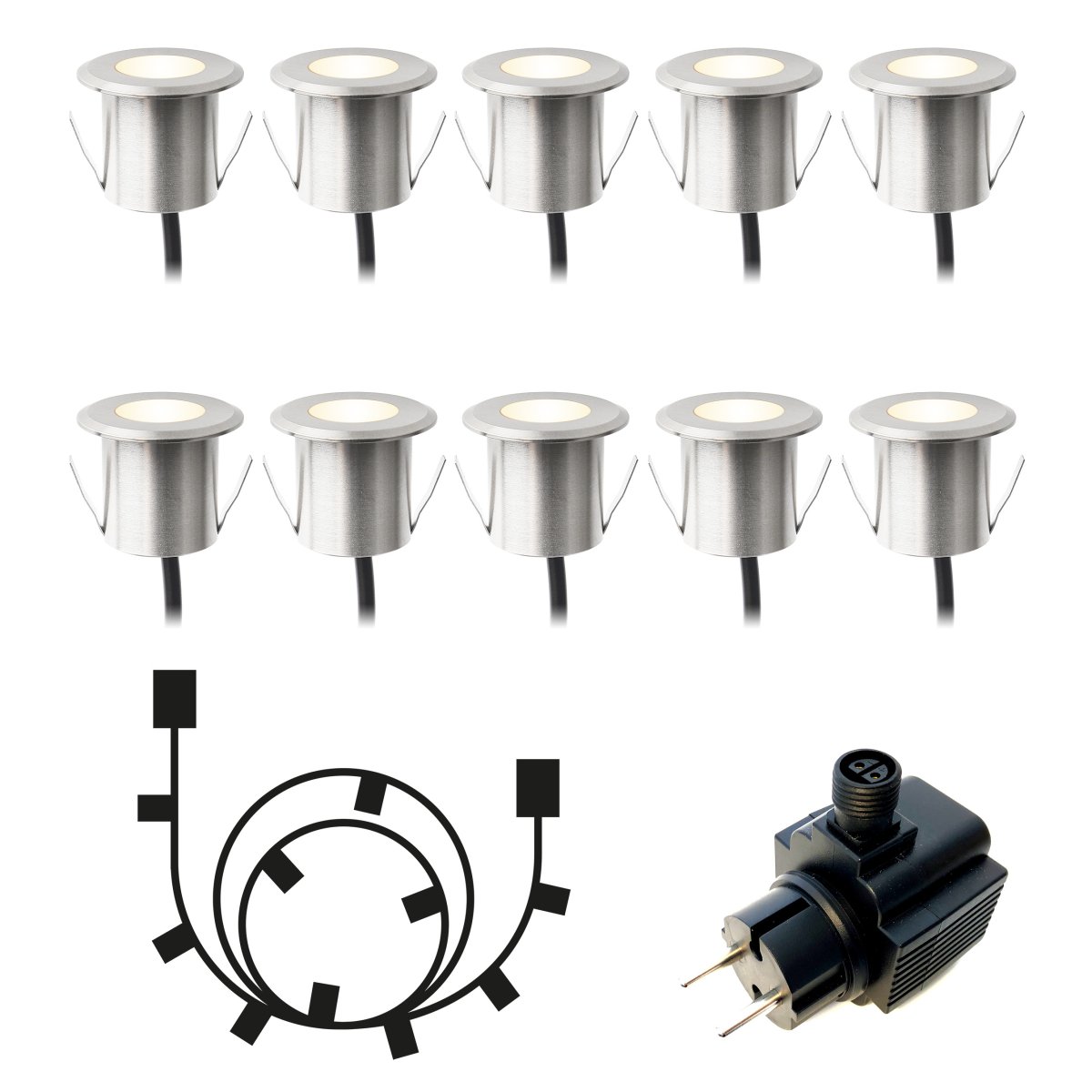 Dexter 10 Sølv Fra Lightson - Et fleksibelt og prisbilligt 12-volt system til din have, som du nemt selv installerer og senere kan bygge videre p&aring;, op til 50 meter, hvis du &oslash;nsker det.