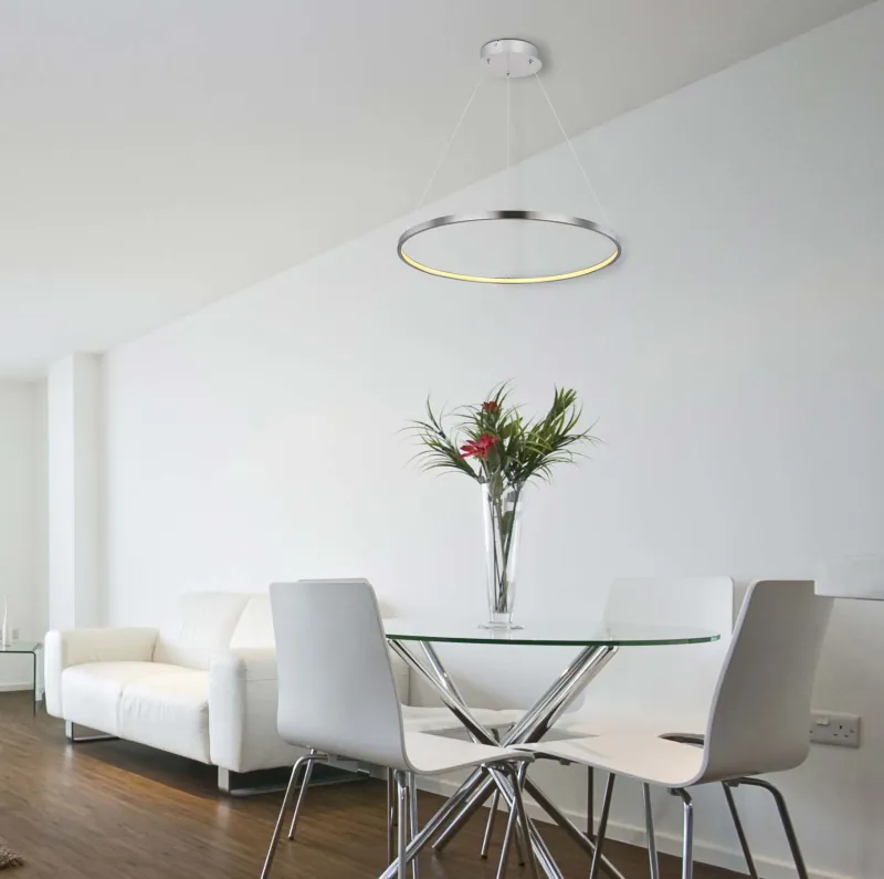 Ralph Ø60 Nikkel loftslampe Fra Globo Lighting - Den moderna, runda takpendeln Ralph i matt nickel &auml;r en stilren blickf&aring;ngare i ditt hem.