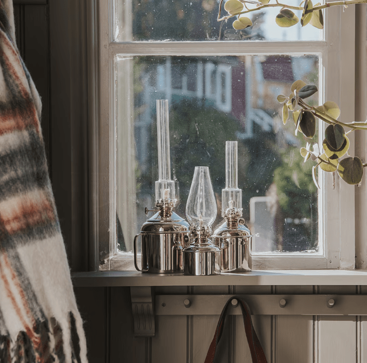 Kerosene lamp linné big Sølv Fra Strömshaga - Passer med v&aelig;ge artikelnummer 116210 og br&aelig;ndere med artikelnummer 121810G.