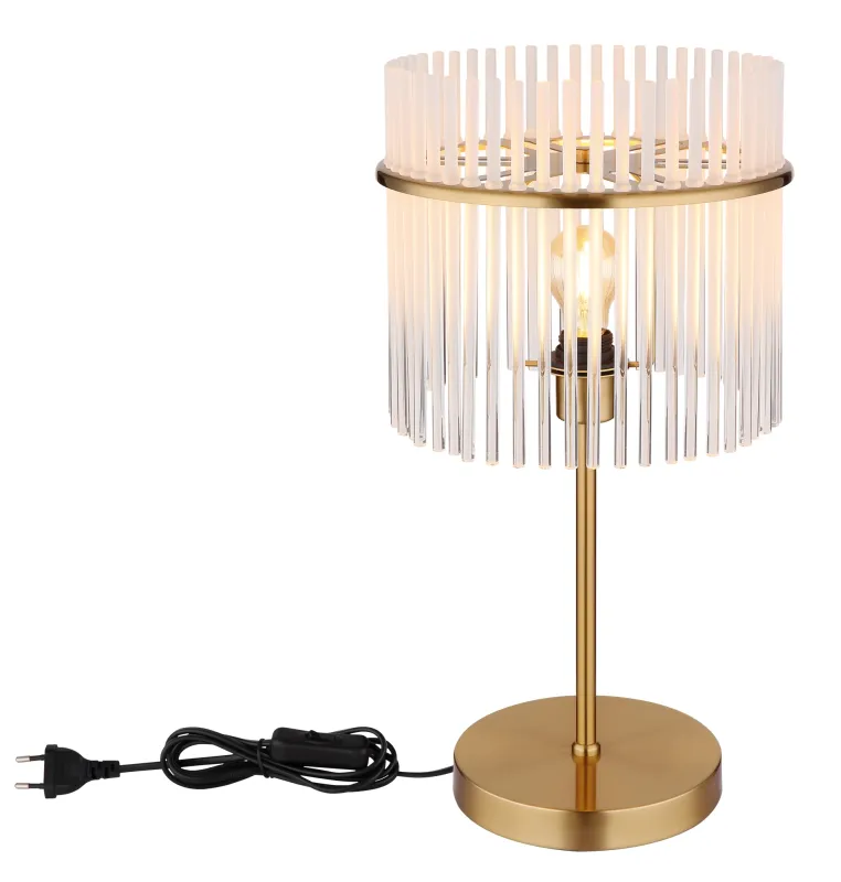 Gorley 55cm Guld bordlampe Fra Globo Lighting - Med sitt genomt&auml;nkta utf&ouml;rande och h&ouml;gkvalitativa material sm&auml;lter Gorley harmoniskt in i moderna inredningsstilar och ger varje rum en stilfull touch.