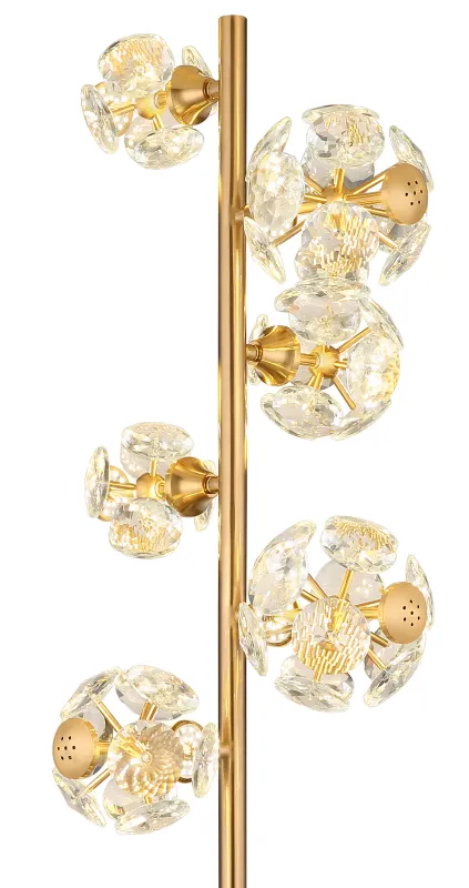 Virina Guld gulvlampe Fra Globo Lighting - Med en perfekt balans mellan modern design och funktionalitet blir Virina ett lyxigt blickf&aring;ng som f&ouml;rh&ouml;jer rummets karakt&auml;r och skapar unika ljusmoment.