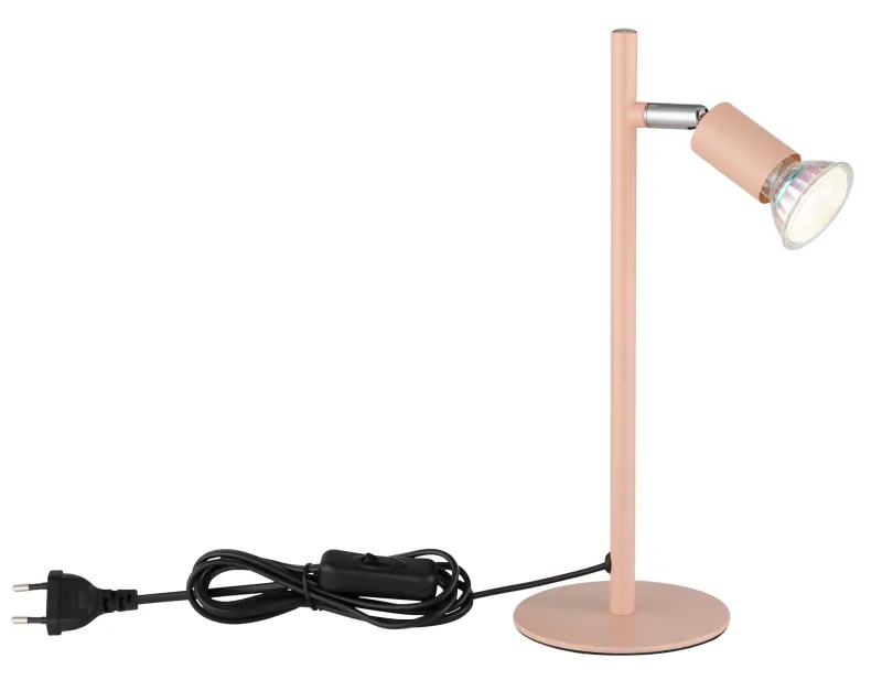 Matrix 30cm Orange skrivebordslampe Fra Globo Lighting - Den runda basen och det raka metallr&ouml;ret i matt aprikos f&auml;rg ger ett modernt och elegant uttryck.