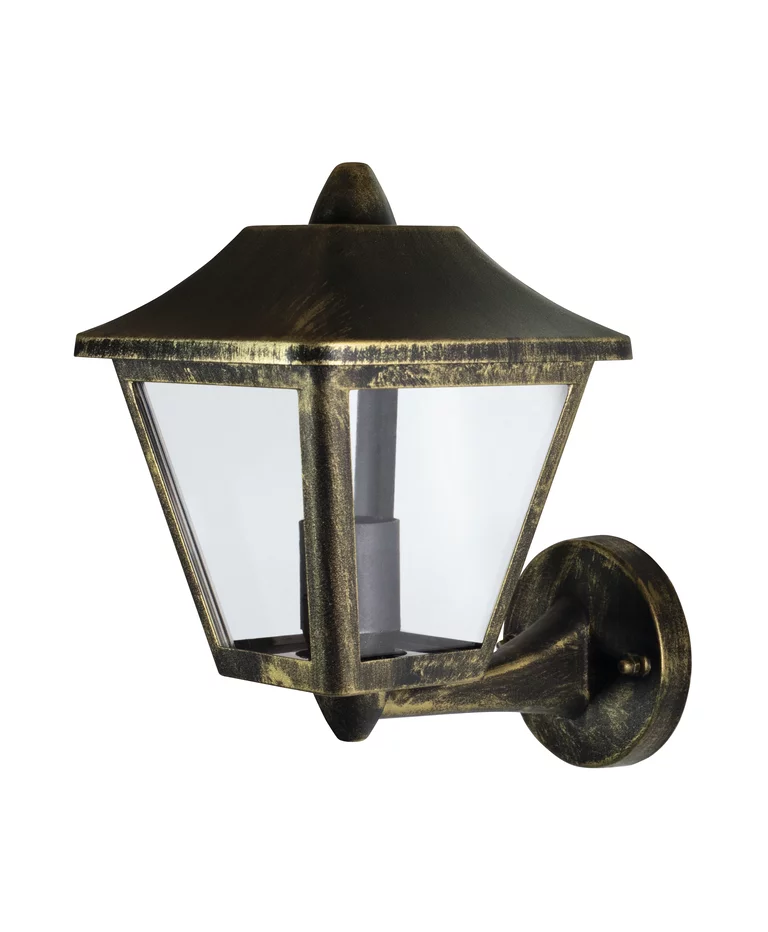Tradition Sort/guld udendørslampe Fra Ledvance - Den er lavet af trykst&oslash;bt aluminium i sort og guld design med en klar polycarbonat diffuser for et behageligt og klart lys.