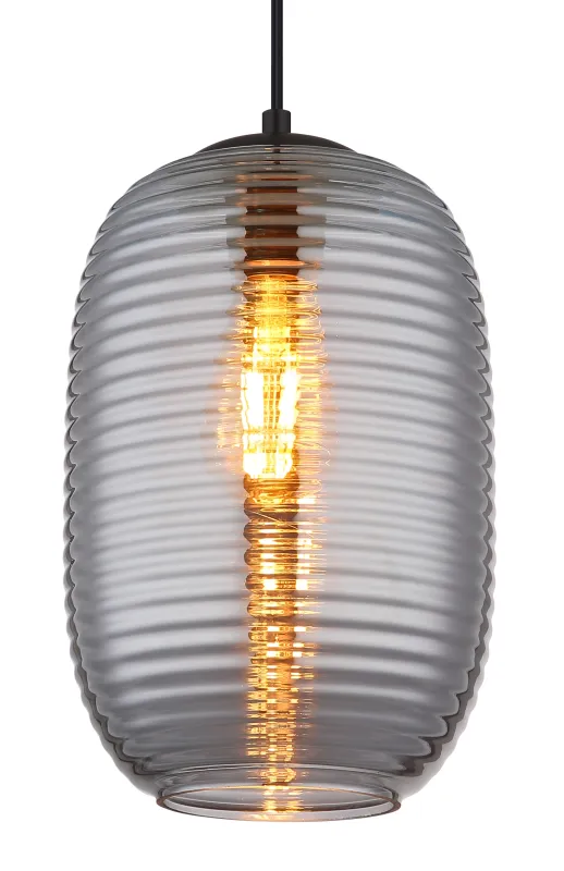 Jefrey Ø20 Røgfarvet loftslampe Fra Globo Lighting - Denna eleganta taklampa &auml;r utrustad med en rund kupa i r&ouml;kf&auml;rgat glas.