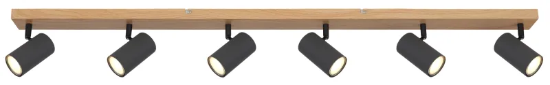 Robby 6 Brun spotlight Fra Globo Lighting - Robby &auml;r en&nbsp;stilren&nbsp;takspotlight som imponerar med sin eleganta design i grafitsvart metall och tr&auml;-look.