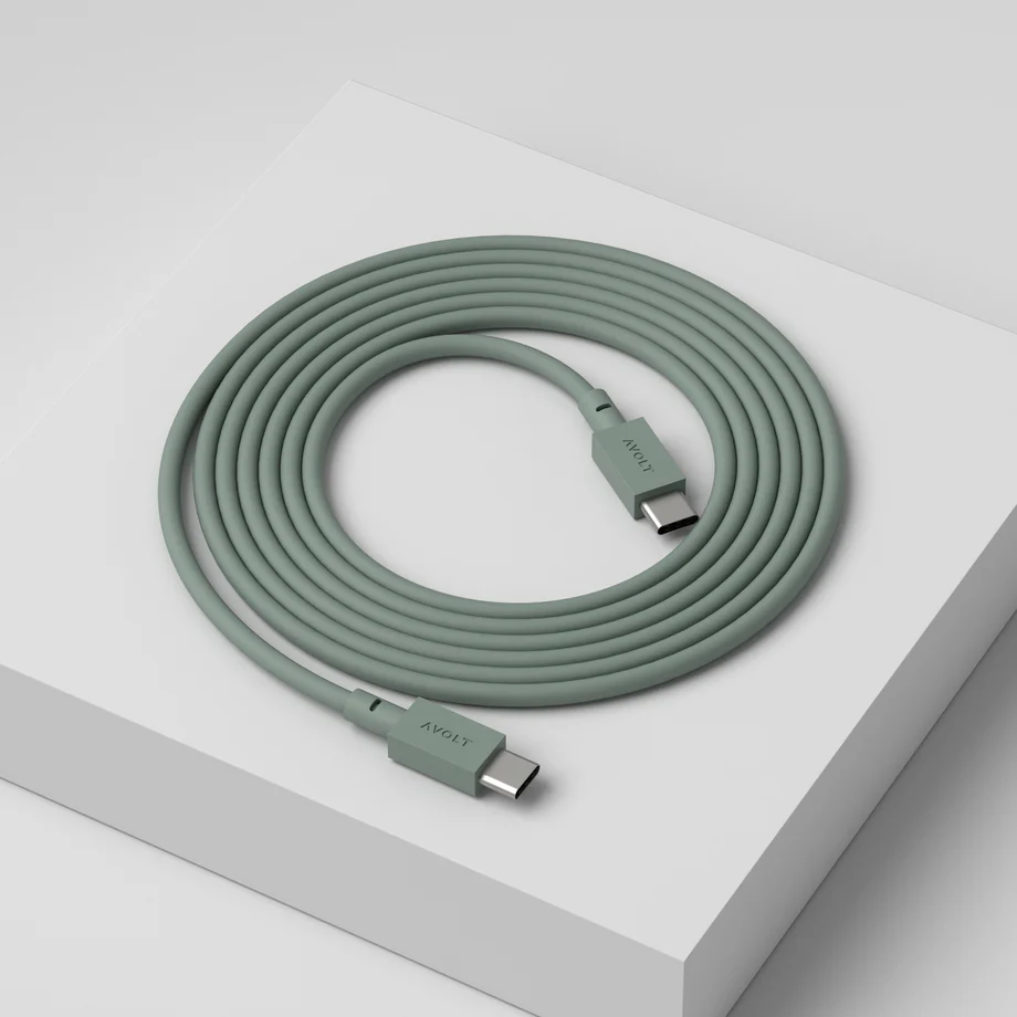 Cable 1 USB C to USB C Charging Cable, 2m Grøn Fra Avolt - Kabel 1 USB-C til USB-C fra Avolt kombinerer kraftfuld opladning med stilfuldt skandinavisk design.