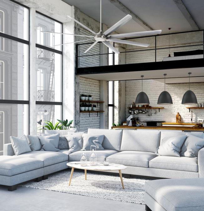 Widespan Ø254 Børstet nikkel Fra Westinghouse - Loftventilatoren Widespan, med en diameter på 254 cm og en DC-motor, designet til effektivt at cirkulere store mængder luft i større erhvervs- og boligområder.