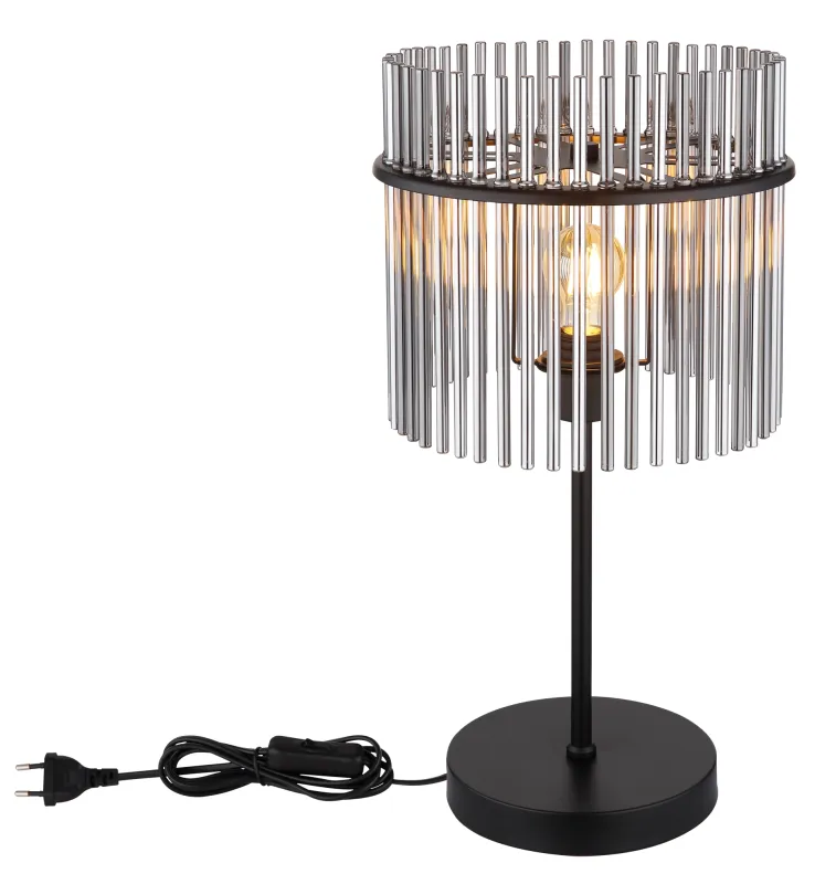 Gorley 55cm Sort bordlampe Fra Globo Lighting - Med sitt genomt&auml;nkta utf&ouml;rande och h&ouml;gkvalitativa material sm&auml;lter Gorley harmoniskt in i moderna inredningsstilar och ger varje rum en stilfull touch.