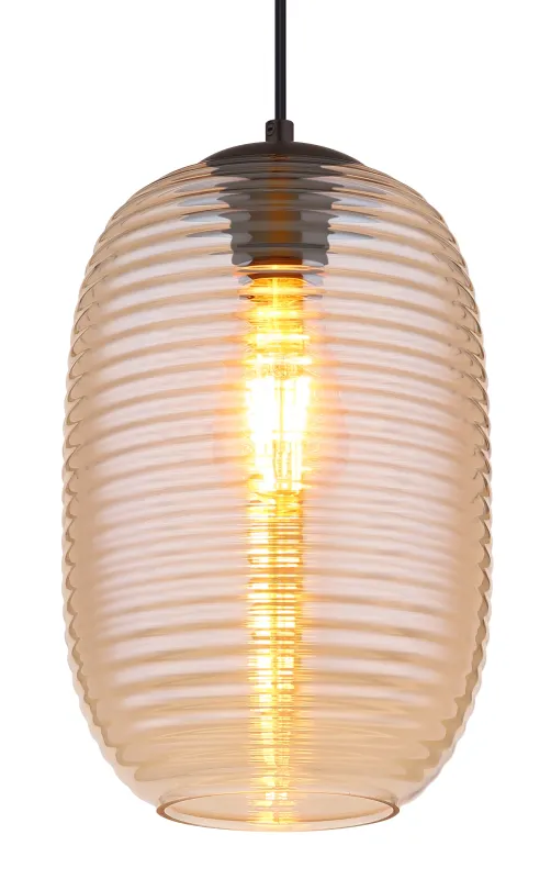 Jefrey Ø20 Rav loftslampe Fra Globo Lighting - Denna eleganta taklampa &auml;r utrustad med en rund glaskupa i varm b&auml;rnstensf&auml;rg.