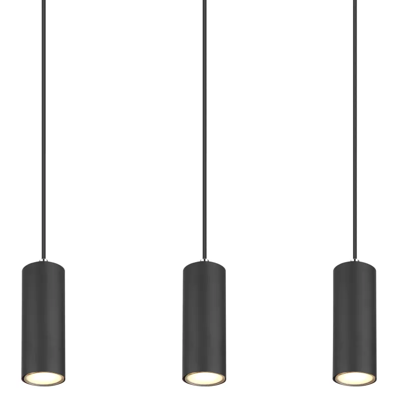 Robby 115cm Sort loftslampe Fra Globo Lighting - Fr&aring;n den 115 cm l&aring;nga takmonteringen l&ouml;per sex kablar, var och en utrustad med en GU10-sockel.